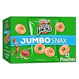 Kellogg's Apple Jacks Jumbo Snax Cereal Snacks, Lunch Box Snacks, Original, 5.4oz Box (12 Pouches)