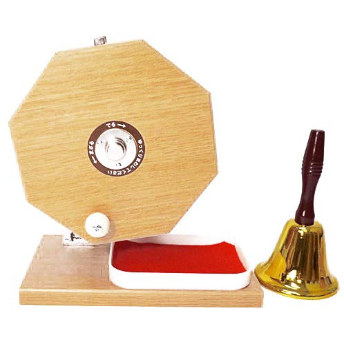 300球用 木製ガラポン抽選器 赤もうせん受け皿と当り鐘付 国産/抽選機 ガラガラ 抽選玉 115