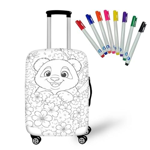 DIY Coloring Personalized Luggage Cover Protector Color in Panda Suitcase Protector go Travel with 8 Pcs Markers
