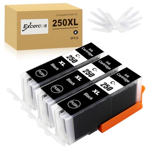 Image of PGI-250XL Compatible for Canon 250 Ink Cartridges Work with PIXMA MX922, MG5420, MG5520, MG5522, MG6320, MG6620, iP7220(PGBK Black,3-Pack)