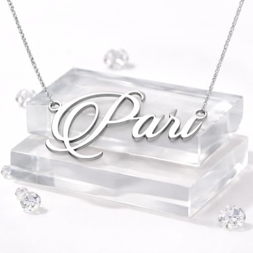 Image of Pari Cursive Gold & Silver Name Pendant Necklace, Best Jewelry Gift for Girls.