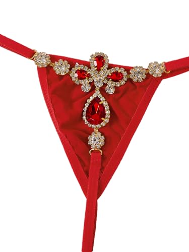 Image of RoseSeek Women's Sparkling Butterfly Chain Underwear Low Rise Cheeky G String Panty
