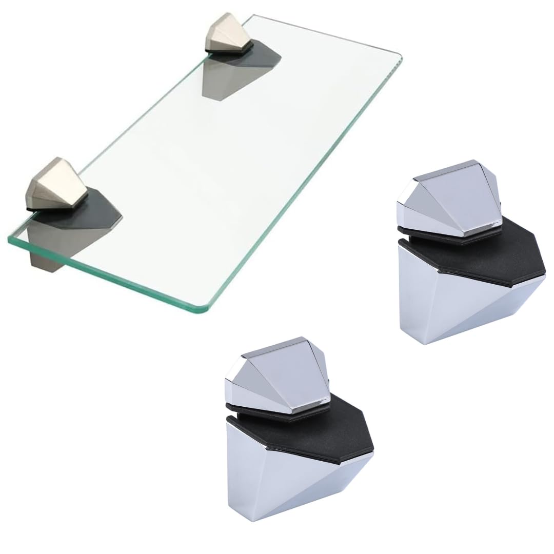 DEEGAAMART Adjustable Glass Shelf Bracket, Zinc Alloy Chrome Finish Wall Mounted Glass Clamp Holder for Wood, Glass Shelves, Supports 2–22mm Thickness, Floating Shelf Support (Model 1, 4, Count)-image-16