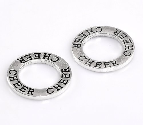 CHEER 30 Pc Circle Washer Charm Connector School Spirit Affirmation Ring