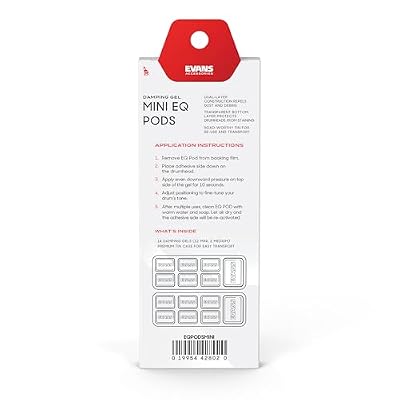 Evans Mini EQ Pods Drum Damper Gels - Small Dampeners - Stain-free, Holds Shape - Apply and Remove - Keeps Grip, Shape, Effectiveness - Pack of 14