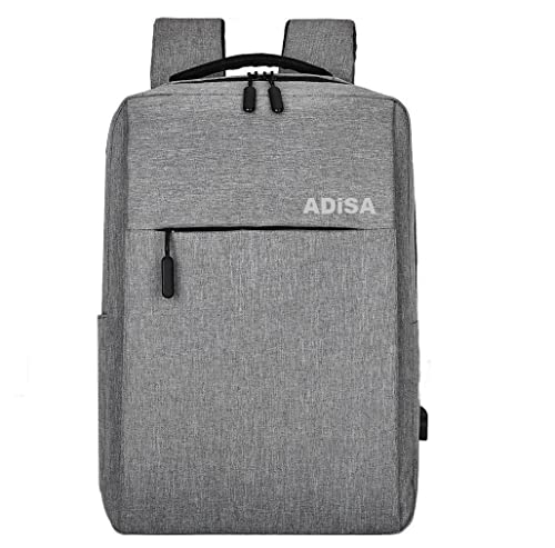 ADISA Large Laptop Backpack Office Bag College Travel Back Pack with USB (Grey)