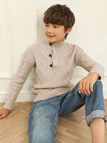 Kingdenergy Kids Sweaters Boys Turtleneck Button Up Cable Knit Winter Warm Long Sleeve Fall Pullover Sweater Tops4