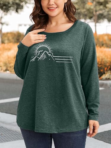 MK Shop Limited Womens Plus Size Tops Cute Graphic Vintage Sunrise Sunset Print Long Sleeve Natura Tees Fall O Neck Shirts4