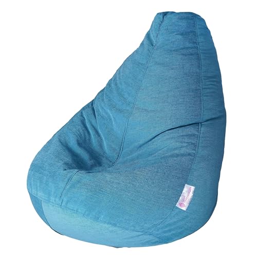 Image of Casa Copenhagen Premium Designer Fabric Bean Bag Chair, Filled with Beans | Capacity: Upto 7 Ft Height, 200 KG Weight | 4XL | Indigo Blue