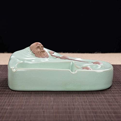 Cinzeiro de cerâmica do coração, escritório em casa interior ao ar livre portátil, tamanho 18,5 x 14