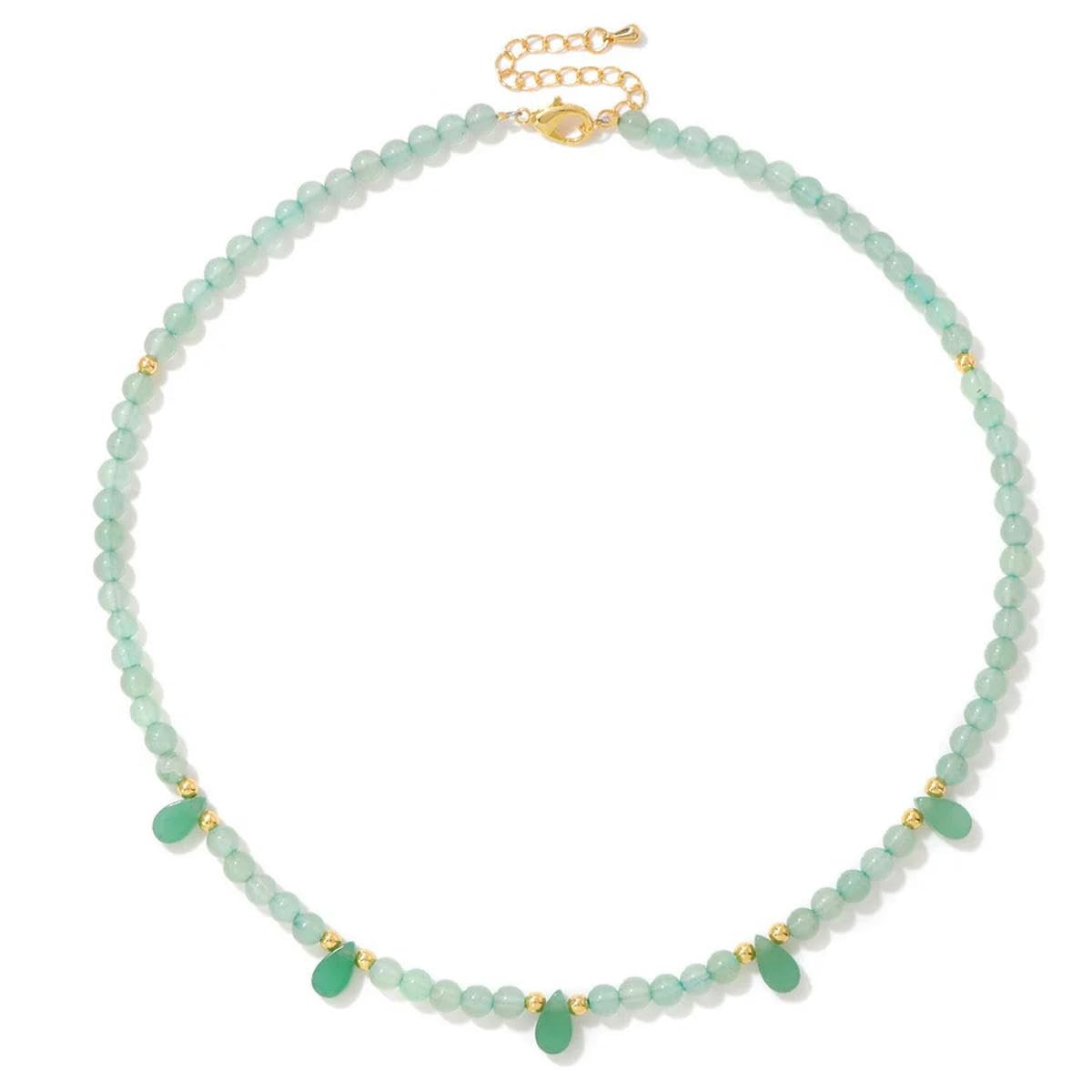 Naszyjnik, Naszyjnik z naturalnych kamieni dla kobiet i mężczyzn, koraliki 4 mm, zielone ametysty, łańcuszek tygrysim okiem(Green Aventurine)