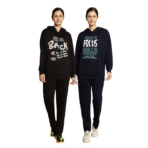 Image of Mack Jonney Printed Hooded Cotton Fleece Track suit for Women (Pack of 2)(Kangaroo Pockets)-MACK51590