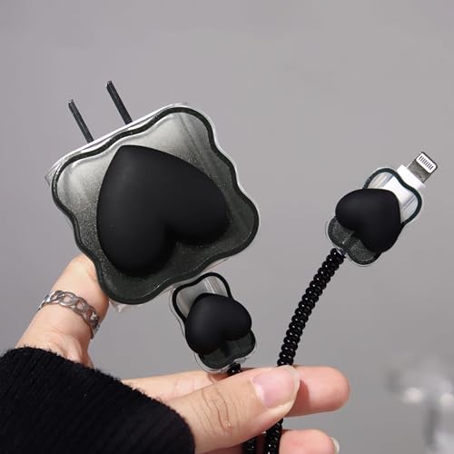 Image of Like Star Charger Protection Cover 4 in 1, Compatible for iPhone Charger only 18W & 20W, Spiral Cable Protector for Charging Cable, Charger Protector with 3D Design