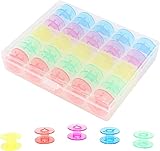 SEWPLUS 25pcs Plastic Sewing Machine Bobbins with Case for Brother Singer Janome Elna