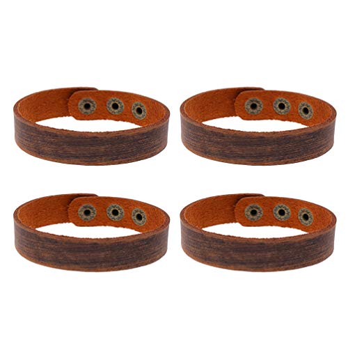 EXCEART 4 Piezas Pulsera de Cuero Pulsera de Piel de Vaca Pulsera Brazalete de Bricolaje para Niñas Mujeres Amigos Hombres Parejas Joyería Unisex