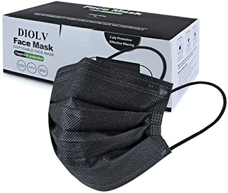 50 Pcs Disposable Face Mask 3 Layer Protective Masks Black