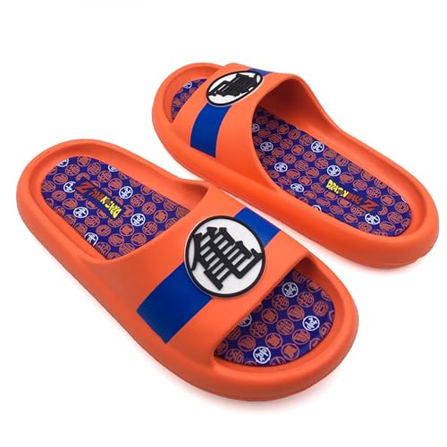 Ground Up Dragon Ball Z Kame Symbol Men's Cloud Comfort Foam Slide Sandals (Orange, US Footwear Size System, Adult, Men, Numeric Range, Medium, 9, 10)