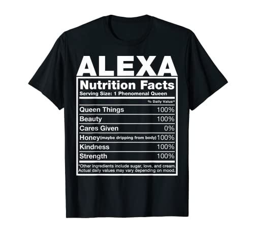 Alexa Nutrition Facts - Camiseta de cumpleaños con nombre de Alexa Camiseta