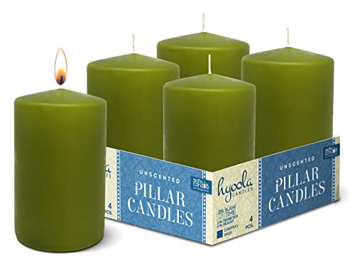 Bougies piliers vert olive de fabrication européenne haut de gamme pour bougeoir
