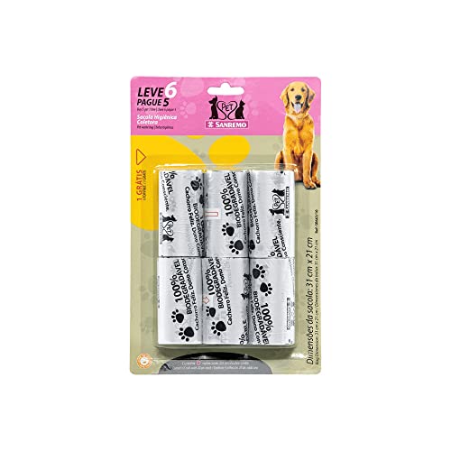Sacola Higiênica Coletora Sanremo para Cães, Leve 6 Pague 5, 4L