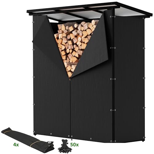 FRONDENT Kaminholzregal Metall - Verstellbar 114x25x80cm Für Innen & Außen