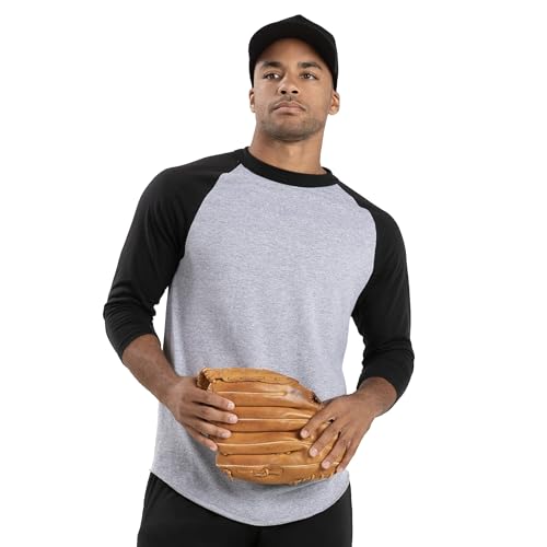 Camiseta de béisbol Augusta Sportswear para hombre - Cuello redondo, manga 3/4, mezcla suave de algodón para práctica y juego miniatura 2