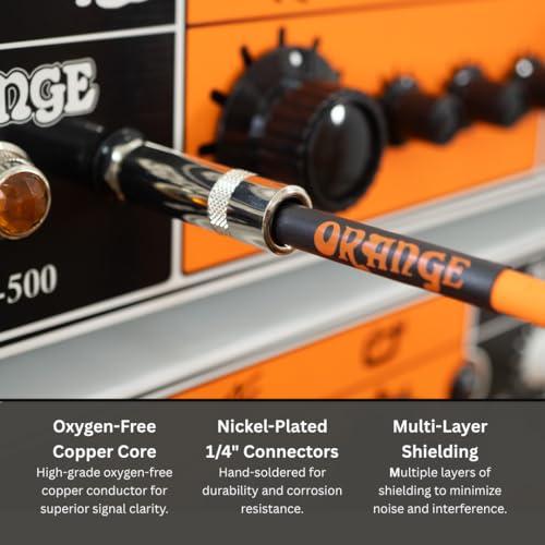 Image of Orange Crush 10' Instrument Cable For Speaker with Straight to Straight Connector, Orange, 3m