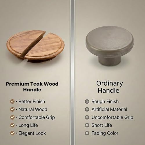 Image of Teak Wood Wooden Wardrobe Handle /Cabinet Handle /Wardrobe Door Pull Handle (8 x 4 Inch) Natural Wood Finish - Model 5020-| 3 Years Warranty |