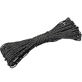 [CRSHIP] 反射ガイラインキャンプ用パラコード 2mm テントコードガイラインロープ キャンプテントタープハイキング用 ナイロンパラコードロープ (ブラック, 20M)