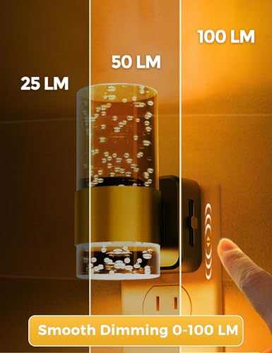 Image of Night Light, 1-Pack Modern Night Lights Plug into Wall, Dimmable Amber Night Light with Auto Light Sensor, Wall Sconce-style Design Nightlight for Bathroom,Bedroom,Hallway