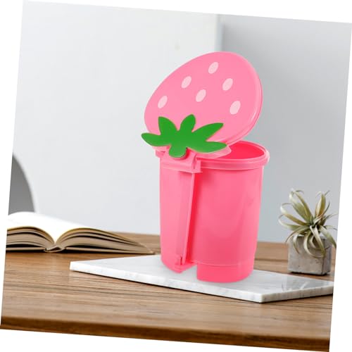 Basurero pequeño rectangular rosa para escritorio miniatura 5