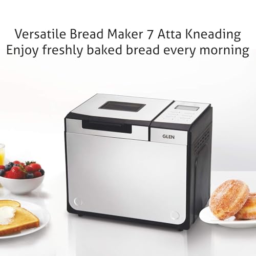 Image of Glen Bread Maker & Atta Kneader Fully Automatic 12 Pre-Set Functions Electronic Control Panel, 615W Silver (3034) 2 Years Warranty