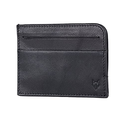 Bozok Leather Card Holder Front Pocket Slim Minimalist Wallet Card Case (Black)