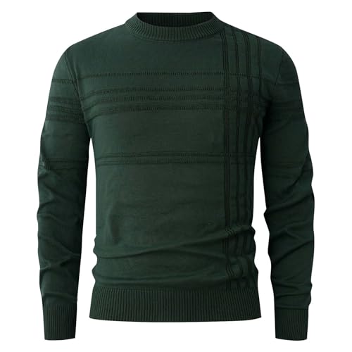 Mens Striped Elastic Warmth Crewneck Lightweight Soft Sweater Casual Textured Knitted Thermal Pullover Sweaters2