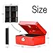 Small Cash Box with Key Lock, Decaller Portable Metal Money Box with Double Layer & 2 Keys for Security, Red, 6 1/5