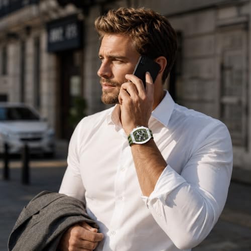 Image of TSAR BOMBA Men's Luxury Quartz Watch, Luminous Dial 5ATM Water Resistance Silicone Strap Men's Wristwatch Ideal Gift for Men