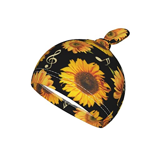 Image of Sunflower Music Note Newborn Swaddle Blankets Beanie Hat Sets,Newborn Receiving Blanket for Boy Girl,Swaddle Sack Shower Infant Gift, One Size