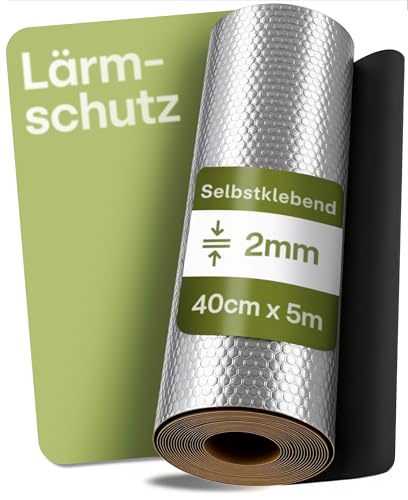Praknu Alubutyl Auto Dämmung 2mm – 40 × 500 cm Selbstklebende Anti Dröhn Matte – Schallschutz für eine Leisere Kabine und Bessere Akustik – Für KFZ, Wohnmobil, LKW & Transporter