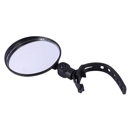 Black 360-Degree Rotatable Handlebar Rearview Bike Mirror - Shockproof Wide Angle Acrylic Convex Safety Mirror for Most Mountain Road Bikes - Accessories