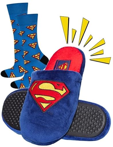 soxo DC Comics Superman Zapatillas Casa Hombre Invierno Divertidas Cómodas Pantuflas 43/44 Superman Zapatillas + Calcetines 40-45 | Ya disponible en tu tienda friki favorita! En mundofriki.es!