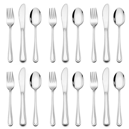 Joyfair Kids Cutlery Set 18 Pcs Stainless Steel Childrens Cutlery Set Toddler Flatware/Child Eating Utensils Include 6 Forks 6 Spoons 6 Safe Knives Small Size & Reusable Dishwasher Safe