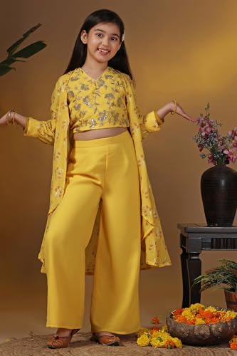 Image of Fashion Dream Girls Georgette Embroidered Palazzo Set|Kids Ethnic Wear|sharara set for girls|Indo Western Set