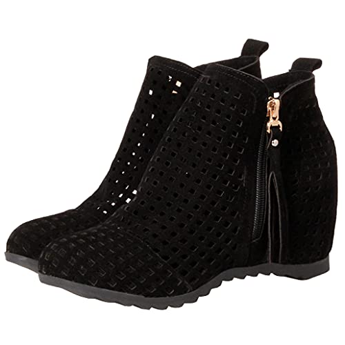 Meefit Women Perforated Boots High Heels Cutout Ankle Boots Summer Wedge Booties