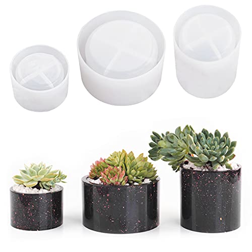FineInno 3Pcs Silicone Planter Mold, Tealight Candle Holder Resin Mold, Concrete Mold for Succulent Potted, Roud Bowl Epoxy Mold for Jewelry Box, Brush/Pen Holder by FineInno - Used condition - CA$31.07