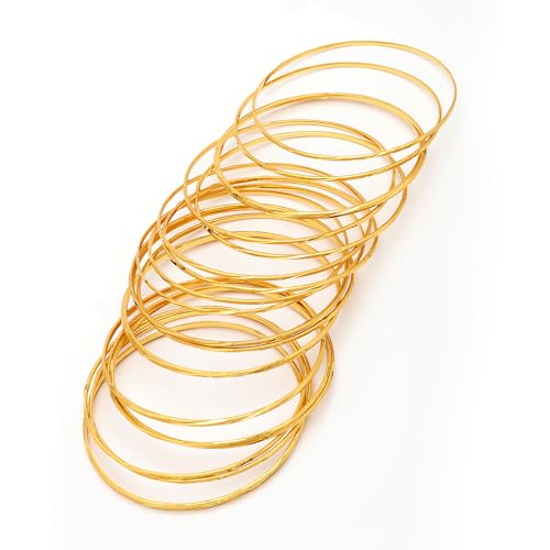 Image of ZENEME One Gram Gold Plated Set of 12 Traditional Bangles for Women and Girls