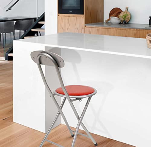 THE SECRET HOME - Pack de 1, 2, 4 y 6 Sillas Plegables de Cocina - Alto. 74 cm x Diámetro. Ø30 cm - Asiento Auxiliar para el Hogar (1, Rojo, Al. 74 cm x D. Ø30 cm) - imagen 2