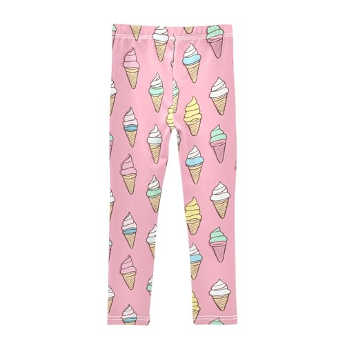 Pink Cartoon Ice Cream Girls Casual Leggings for Kids Printed Long Pant Bottoms Stretch and Soft2