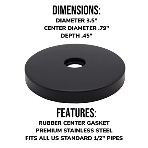 Corla Modern 3.5” Escutcheon Plate Extra Large | Shower Arm Flange Universal Replacement Cover Round 3 1/2 Inch (Matte Black) #TOP4