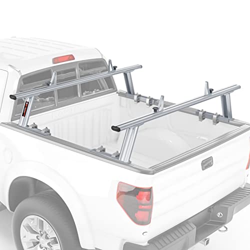 Image of Model APX2502-SLV Low-Profile Utility Aluminum Pick-Up Truck Ladder Rack with Load Stops