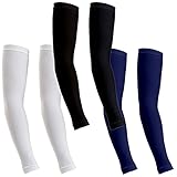 ReLive Women's Microfiber Stretchy Arm Sleeves (3 Pairs) White, Black & Navy